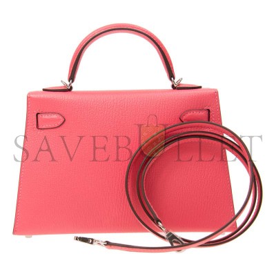 HERMES MASTER MINI KELLY ROSE LIPSTICK CHÈVRE PALLADIUM HARDWARE (19*12*5.5cm)
